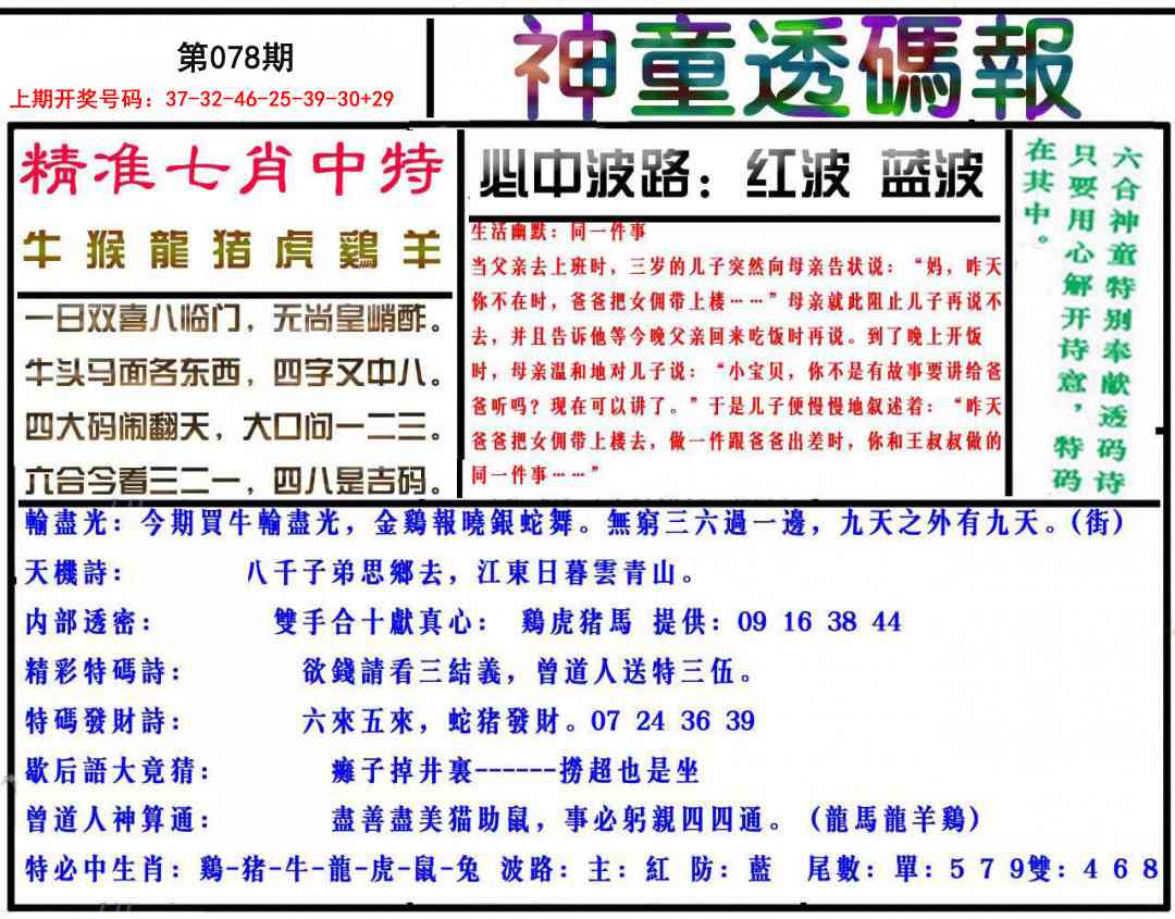 078期神童透码报[图]