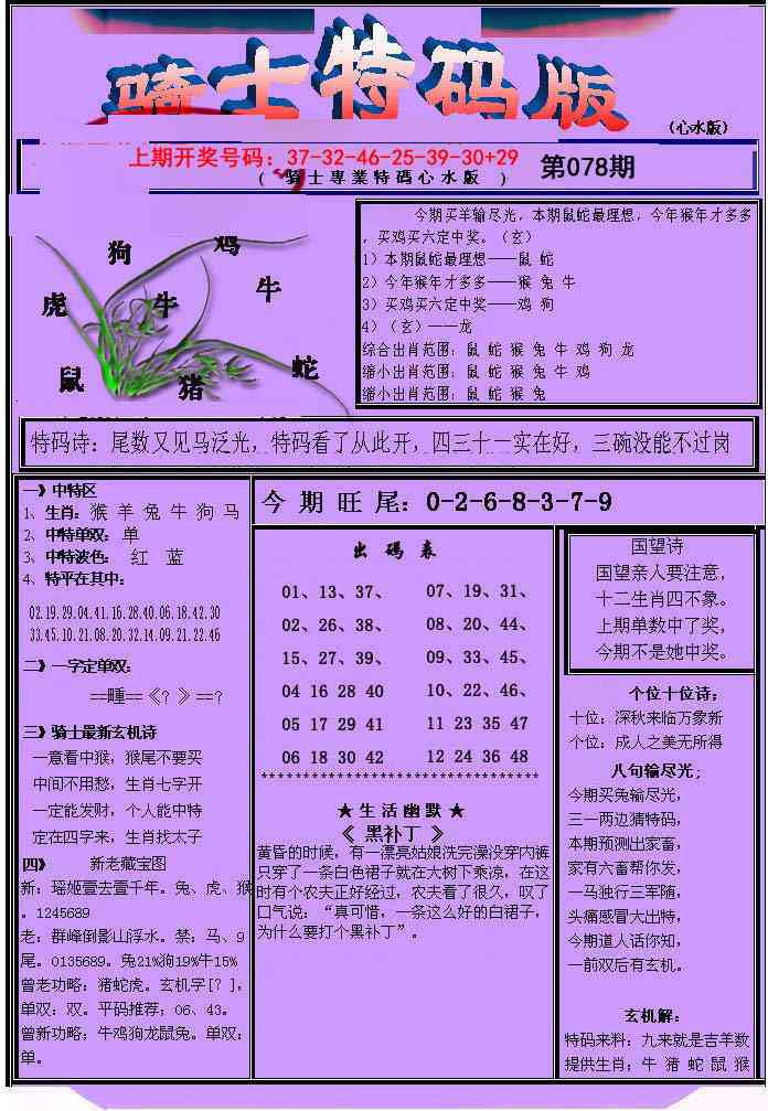 078期骑士特码版[图]